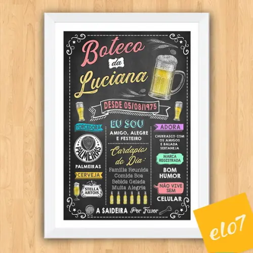 Chalkboard Quadro Poster Com Moldura Boteco A3 30x42cm
