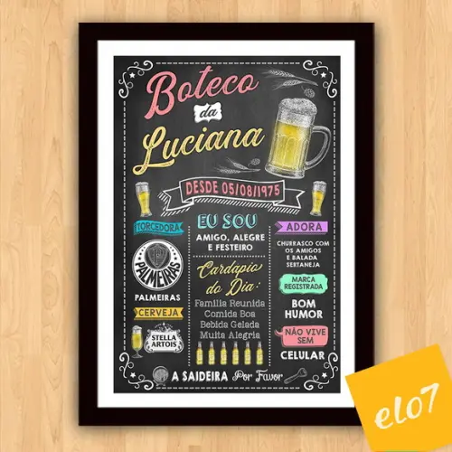 Chalkboard Quadro Poster Com Moldura Boteco A3 30x42cm