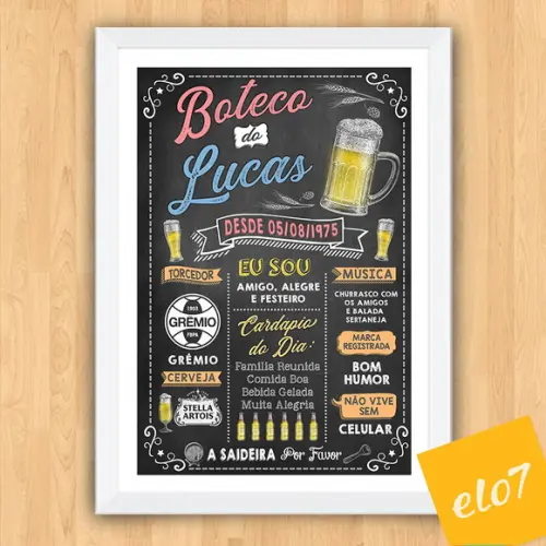 Chalkboard Quadro Poster Com Moldura Boteco A3 30x42cm