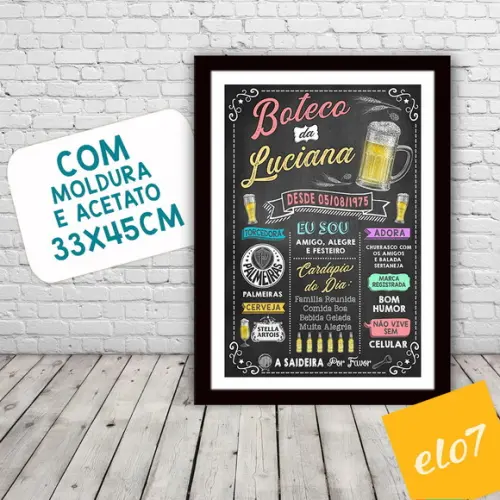 Chalkboard Quadro Poster Com Moldura Boteco A3 30x42cm