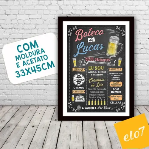 Chalkboard Quadro Poster Com Moldura Boteco A3 30x42cm