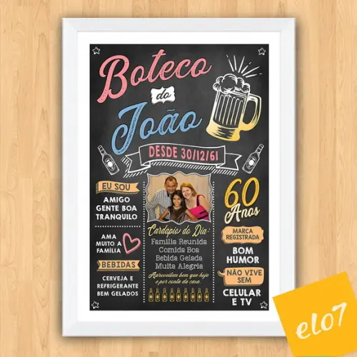 Chalkboard Quadro Poster Com Moldura Boteco A3 30x42cm