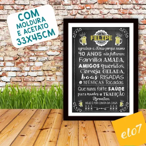 Chalkboard Quadro Poster Com Moldura Boteco A3 30x42cm