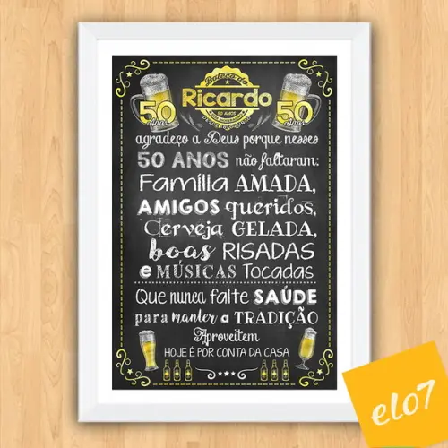 Chalkboard Quadro Poster Com Moldura Boteco A3 30x42cm