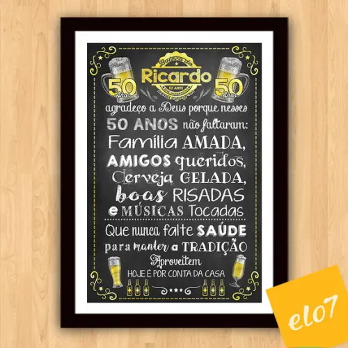 Chalkboard Quadro Poster Com Moldura Boteco A3 30x42cm