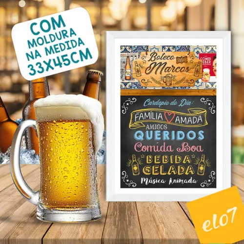 Chalkboard Quadro Poster Com Moldura Boteco A3 30x42cm