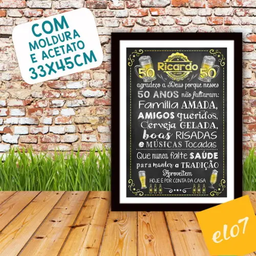 Chalkboard Quadro Poster Com Moldura Boteco A3 30x42cm