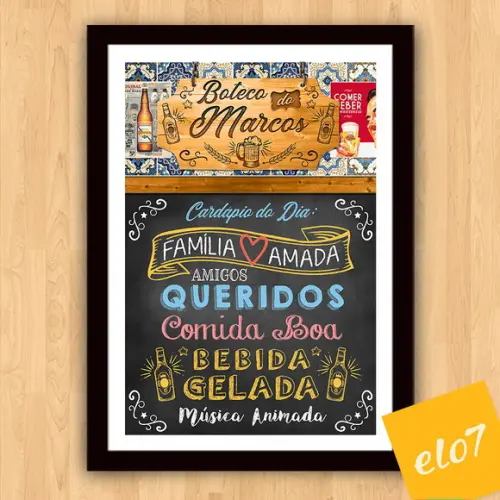 Chalkboard Quadro Poster Com Moldura Boteco A3 30x42cm