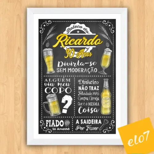 Chalkboard Quadro Poster Com Moldura Boteco A3 30x42cm