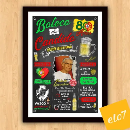 Chalkboard Quadro Poster Com Moldura Boteco A3 30x42cm