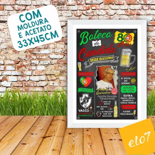 Chalkboard Quadro Poster Com Moldura Boteco A3 30x42cm