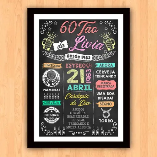 Chalkboard Quadro Poster Sessentão da Livia A3 30x42cm