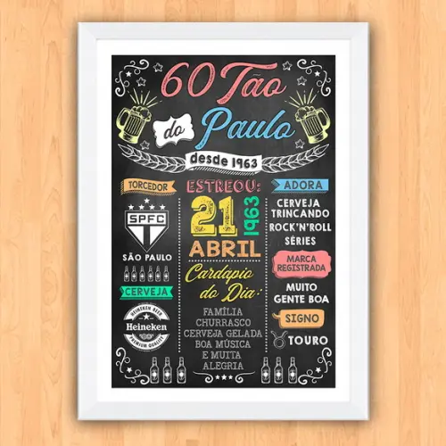 Chalkboard Quadro Poster Sessentão do Paulo A3 30x42cm