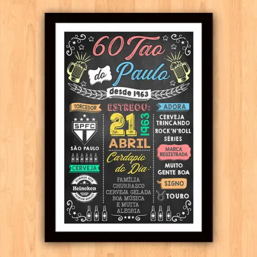 Chalkboard Quadro Poster Sessentão do Paulo A3 30x42cm