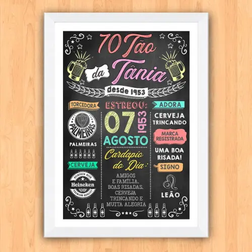 Chalkboard Quadro Poster Setentão da Tania A3 30x42cm