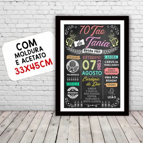 Chalkboard Quadro Poster Setentão da Tania A3 30x42cm