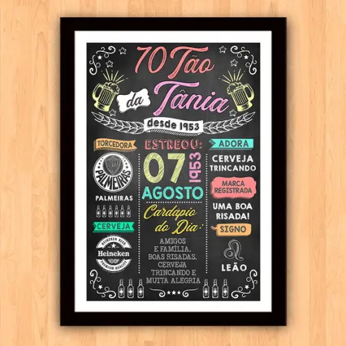 Chalkboard Quadro Poster Setentão da Tania A3 30x42cm