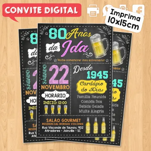 Convite Digital Aniversário 80 Anos Boteco Dela