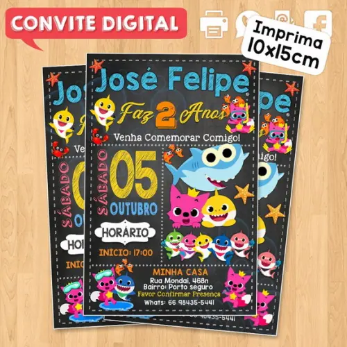 Convite Digital Aniversário Baby Shark