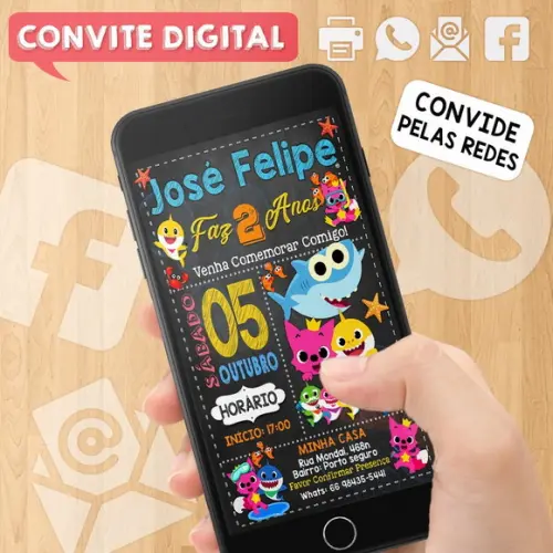 Convite Digital Aniversário Baby Shark