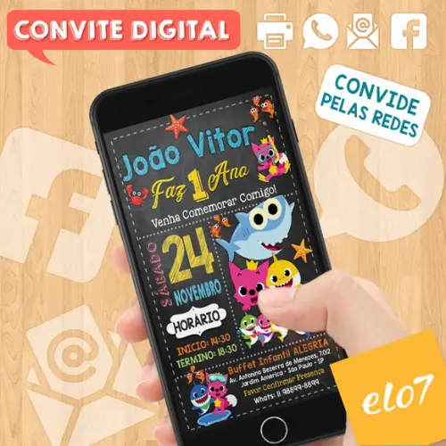 Convite Digital Aniversário Baby Shark