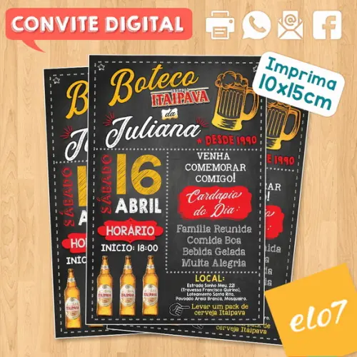 Convite Digital Aniversário Boteco Ita Itaipava Juliana