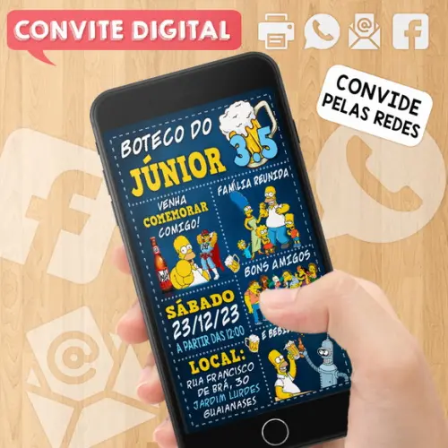 Convite Digital Aniversário Boteco Simpsons