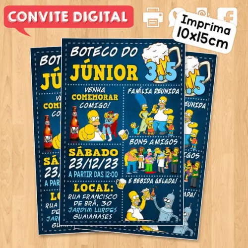Convite Digital Aniversário Boteco Simpsons