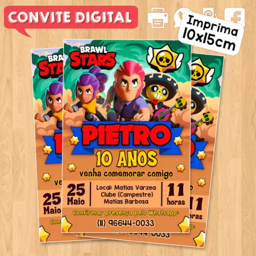Convite Digital Aniversário Brawl Stars