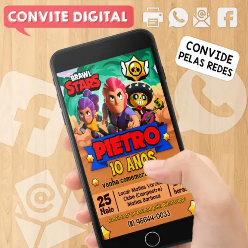 Convite Digital Aniversário Brawl Stars