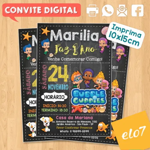 Convite Digital Aniversário Bubble Guppies