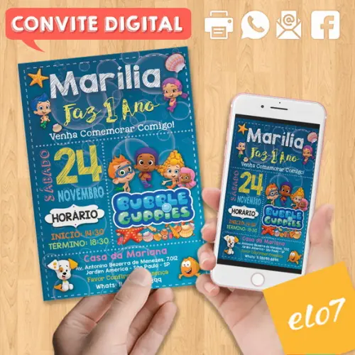 Convite Digital Aniversário Bubble Guppies