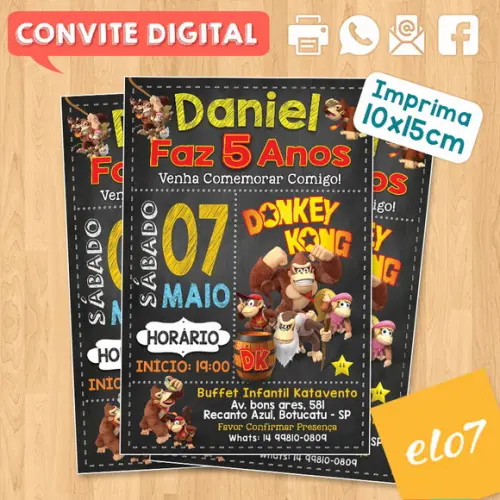 Convite Digital Aniversário Donkey Kong