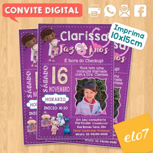 Convite Digital Aniversário Doutora Brinquedos