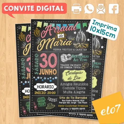 Convite Digital Aniversário Festa Arraial Da Maria