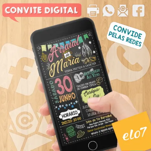 Convite Digital Aniversário Festa Arraial Da Maria