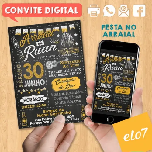 Convite Digital Aniversário Festa Arraial Do Ruan