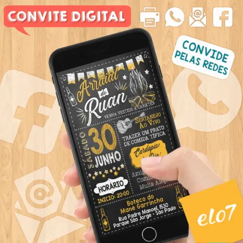 Convite Digital Aniversário Festa Arraial Do Ruan