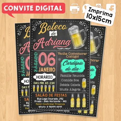 Convite Digital Aniversário Festa Boteco da Adriana