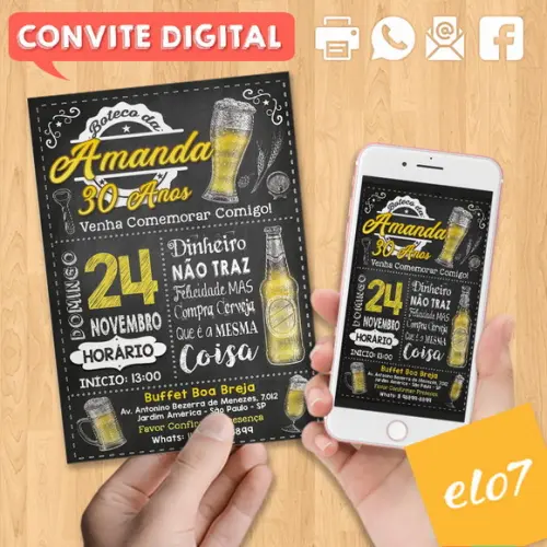 Convite Digital Aniversário Festa Boteco Da Amanda