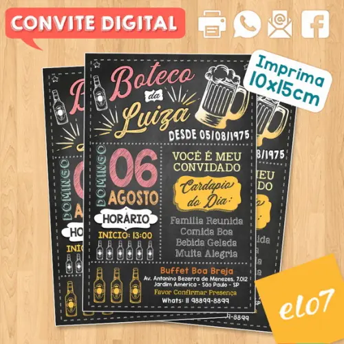 Convite Digital Aniversário Festa Boteco Da Luiza