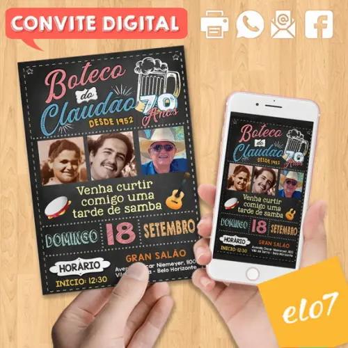 Convite Digital Aniversário Festa Boteco Do Claudão 70 Anos