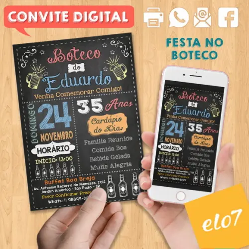 Convite Digital Aniversário Festa Boteco Do Eduardo 35 Anos