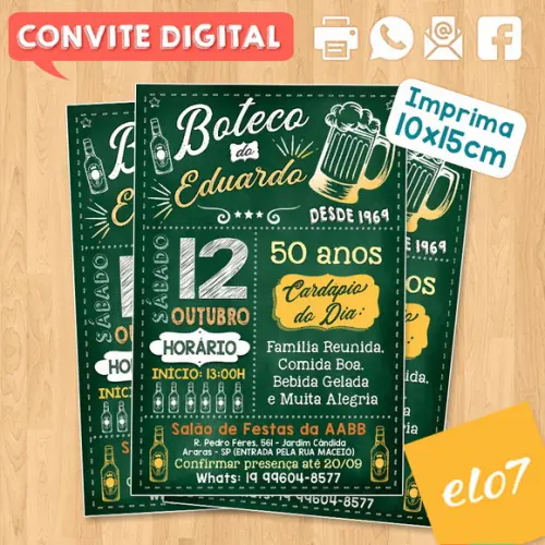 Convite Digital Aniversário Festa Boteco Do Eduardo 50 Anos
