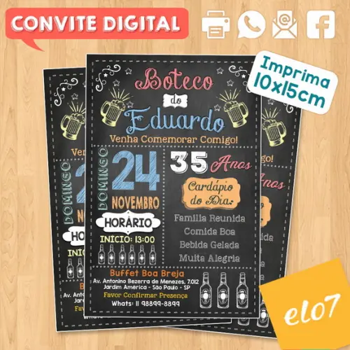 Convite Digital Aniversário Festa Boteco Do Eduardo 35 Anos