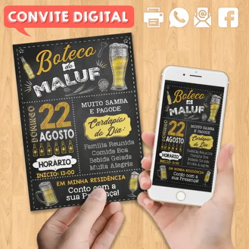 Convite Digital Aniversário Festa Boteco Do Maluf
