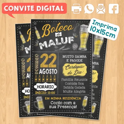 Convite Digital Aniversário Festa Boteco Do Maluf