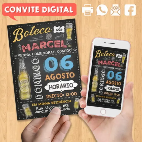 Convite Digital Aniversário Festa Boteco do Marcel