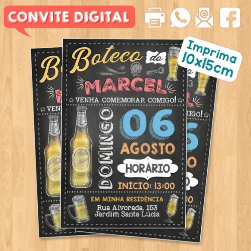 Convite Digital Aniversário Festa Boteco do Marcel