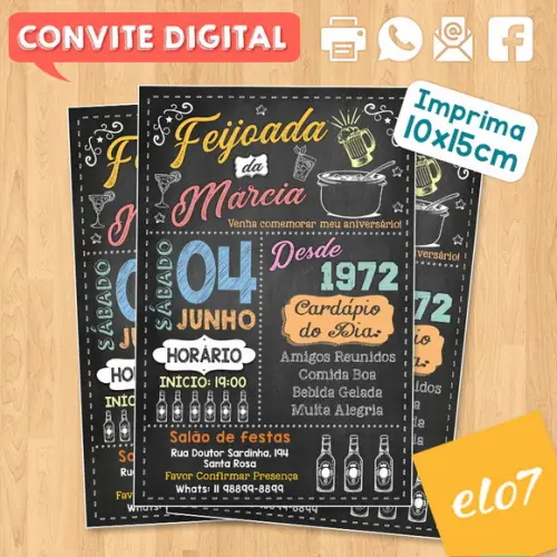 Convite Digital Aniversário Festa Feijoada Da Marcia